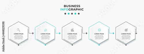 Vector infographic template with icons and 5 options or steps. Infographics for business concept. Can be used for presentations banner, workflow layout, process diagram, flow chart, info graph.