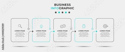 Vector infographic template with icons and 5 options or steps. Infographics for business concept. Can be used for presentations banner, workflow layout, process diagram, flow chart, info graph.