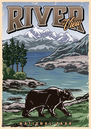 National park vintage colorful poster