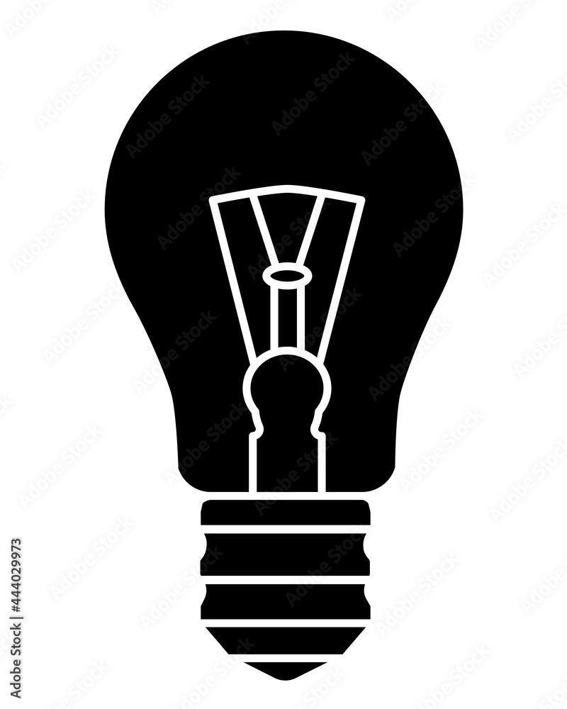 Light bulb. Incandescent light bulb - vector silhouette illustration for logo or pictogram. A vintage light bulb is a symbol of an idea, an invention, an idea that has come. Electric light bulb icon o Light bulb. Incandescent light bulb - vector silhouette illustration for logo or pictogram. A vintage light bulb is a symbol of an idea, an invention, an idea that has come. Electric light bulb icon o