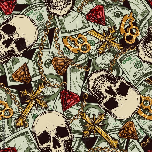 Money vintage seamless pattern