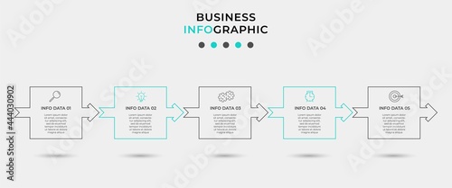 Vector infographic template with icons and 5 options or steps. Infographics for business concept. Can be used for presentations banner, workflow layout, process diagram, flow chart, info graph.