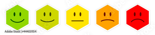 Fünf Waben Feedback Gesichter Weißer Rahmen Grün Zu Rot