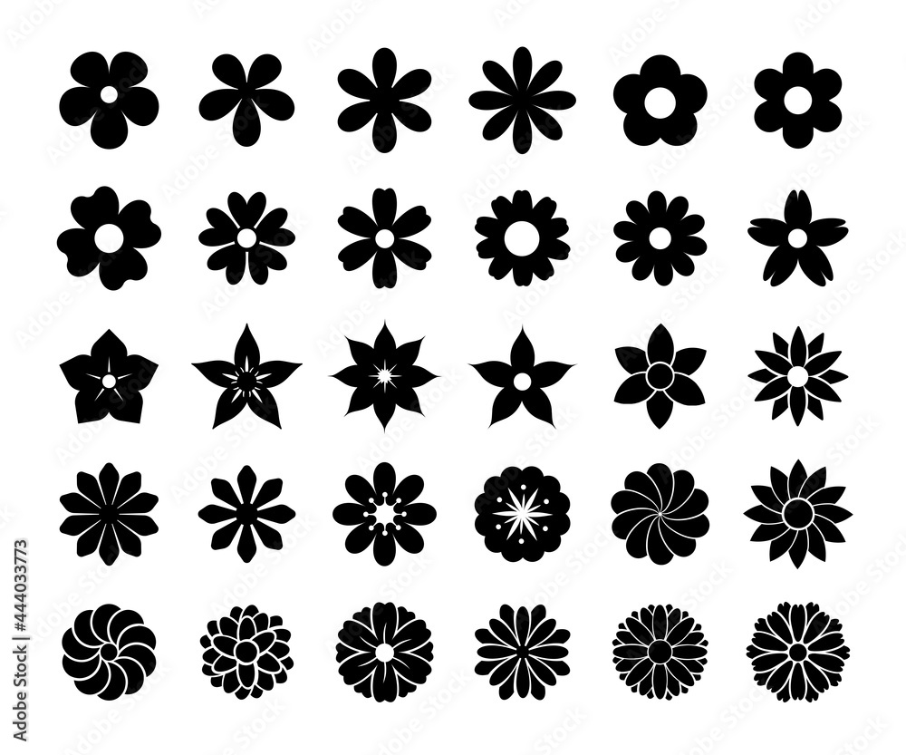 Blooming flower silhouette vector. Simple flowers for a beautiful decoration Blooming flower silhouette vector. Simple flowers for a beautiful decoration