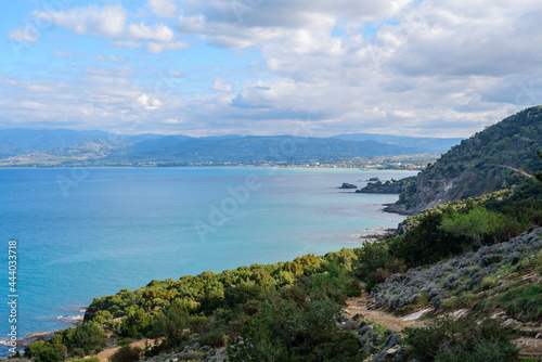 View to Cyprus from Aphrodite Trail on mountain in Akamas nature reserve