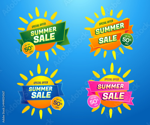 summer sale discount label design

