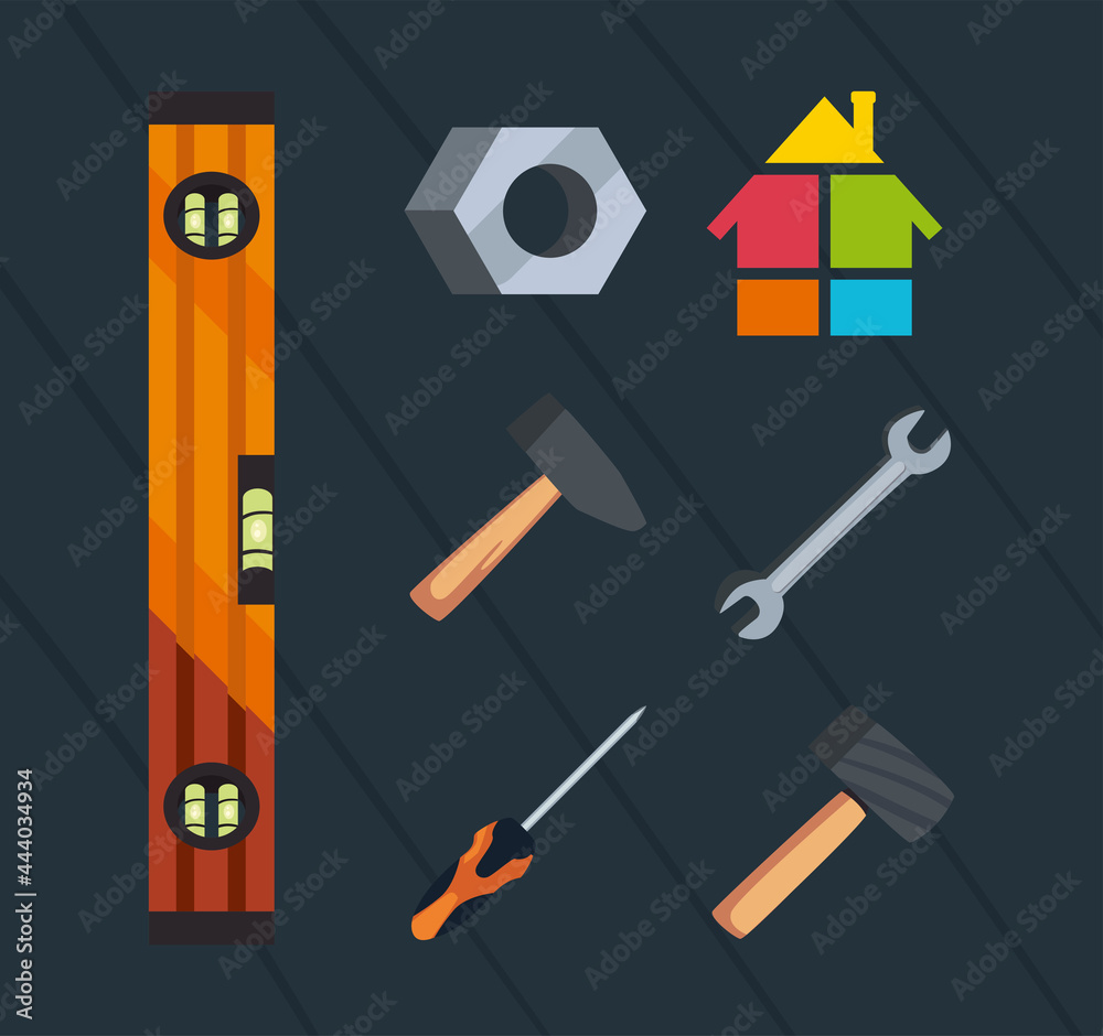 Fototapeta premium set of icons with engineer tools