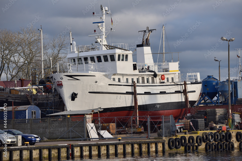 recent work on the ship on the slipway in a small repair yard