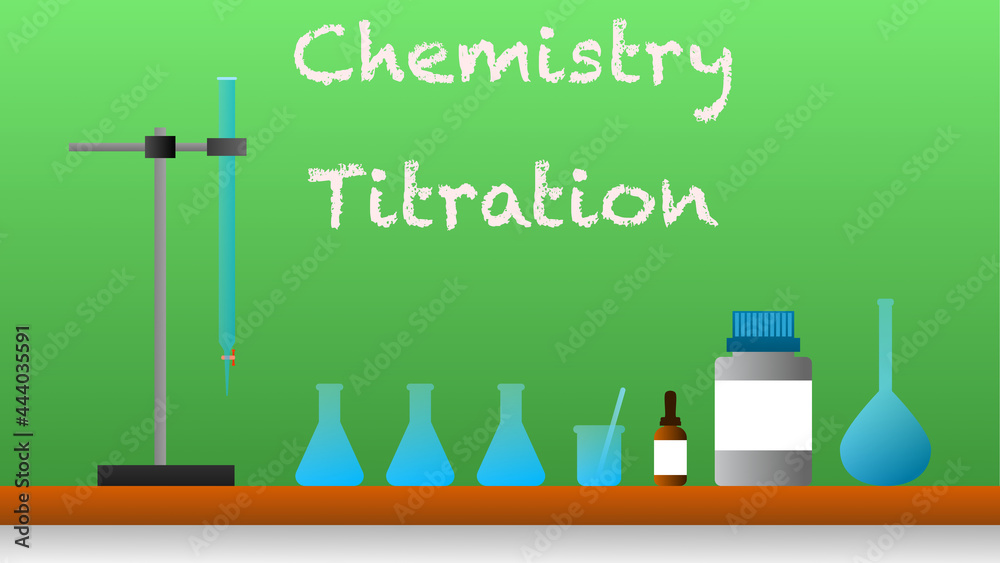 Titration in chemistry. consist of Burette with stand, Erlenmeyer flask