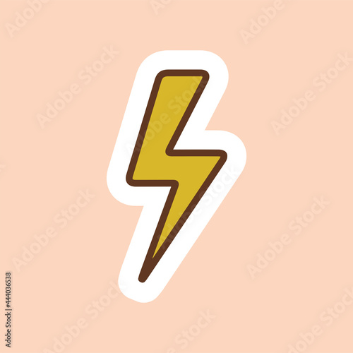 Lightning icon. Yellow lightning. Print for sticker, t-shirt design. High voltage sign. Vector illustration