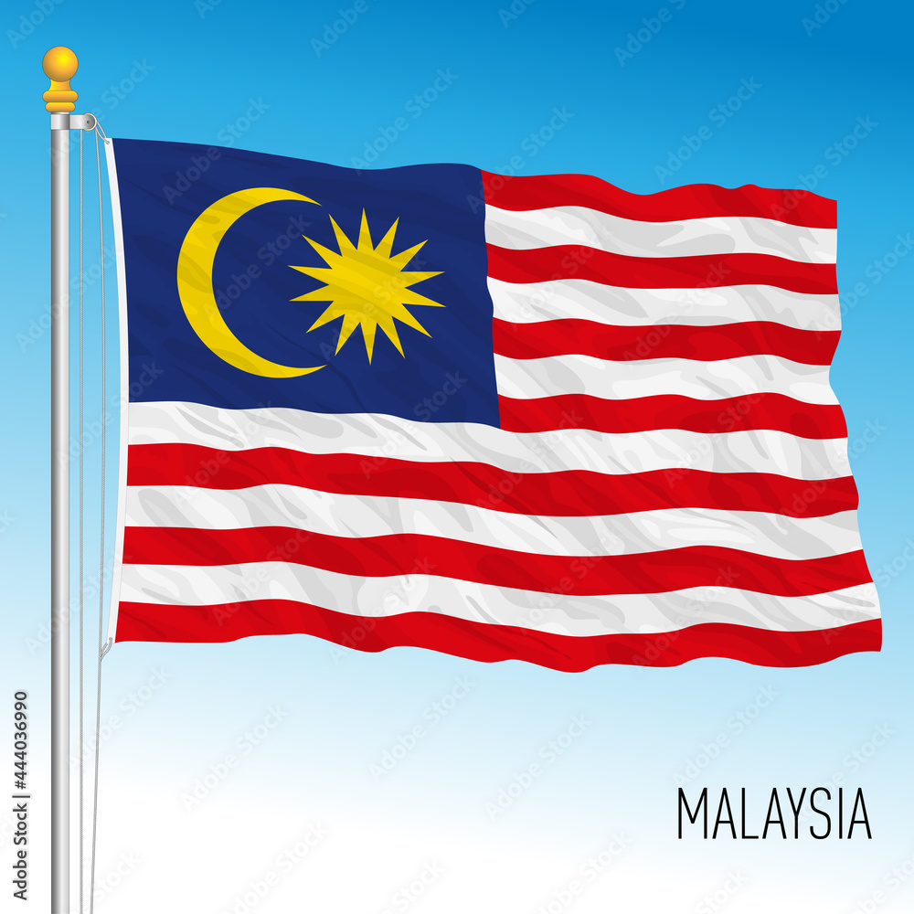 Malaysia official national flag, asiatic country, vector illustration