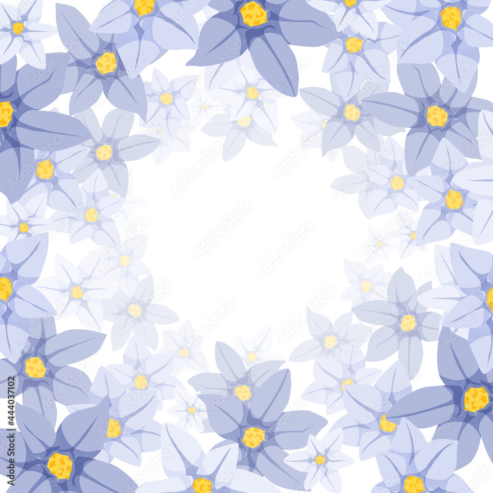 青い小花の背景フレーム