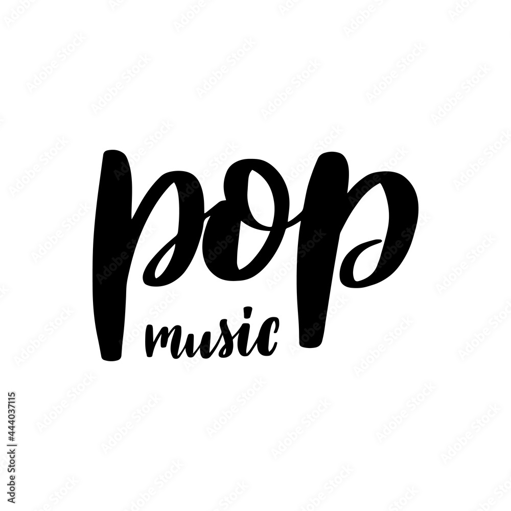 Pop music. Handwritten stock lettering typography. EPS10