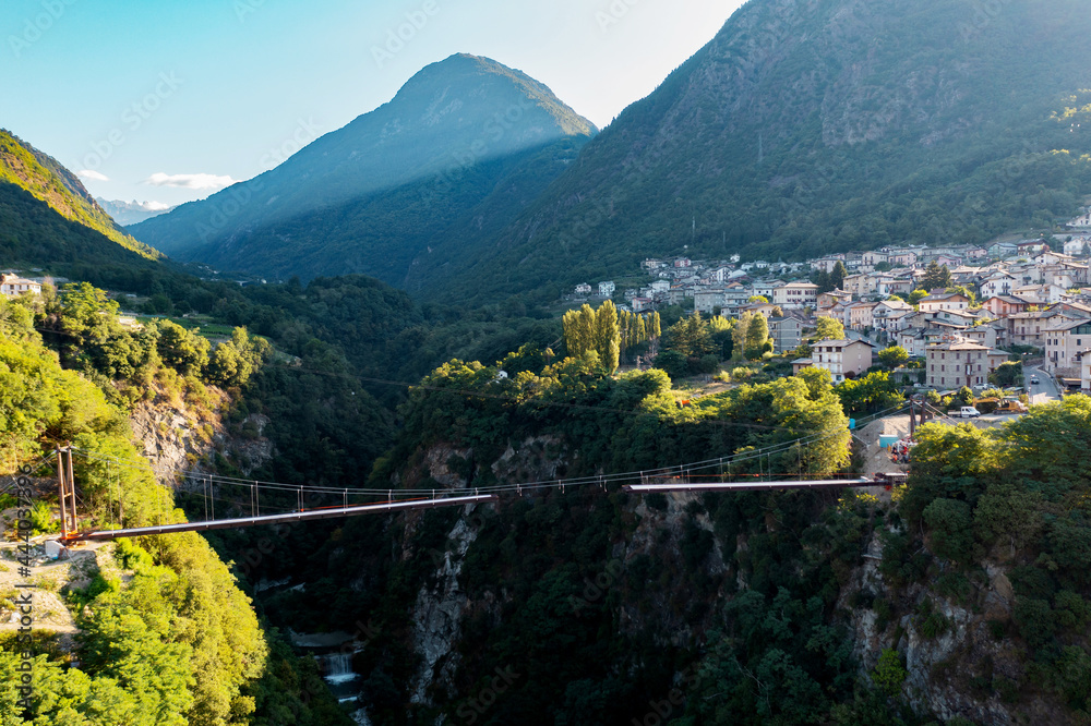 Sondrio in Valtellina, Italy,  cable-stayed bridge construction in Cassandre