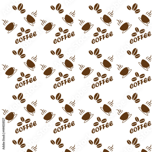 Seamless pattern with coffee bean  and cup of coffee for coffee shop background, cafe decoration, dining venues and culinary events.