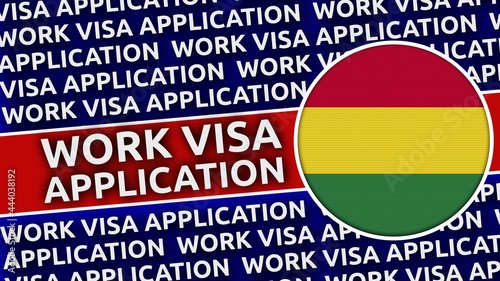 Bolivia Circular Flag with Work Visa Application Titles - 3D Illustration