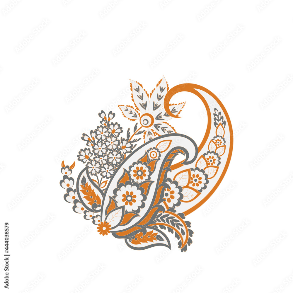 Paisley isolated. Card with paisley isolated for design. Floral vector pattern. Embroidery floral vector pattern.