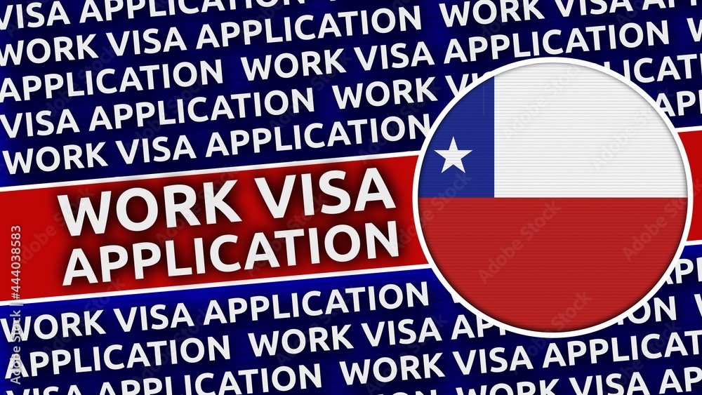 Chile Circular Flag with Work Visa Application Titles - 3D Illustration Chile Circular Flag with Work Visa Application Titles - 3D Illustration
