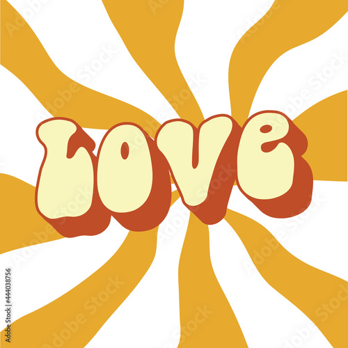 hippie love groovy retro vintage lettering vector elements
