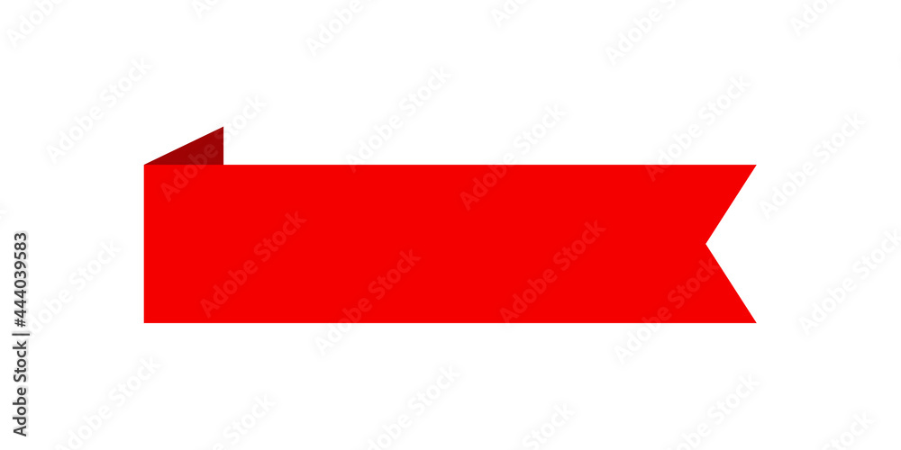 Vector red ribbon banner set. Flat red ribbon for discount label in product  sales. Stock Vector