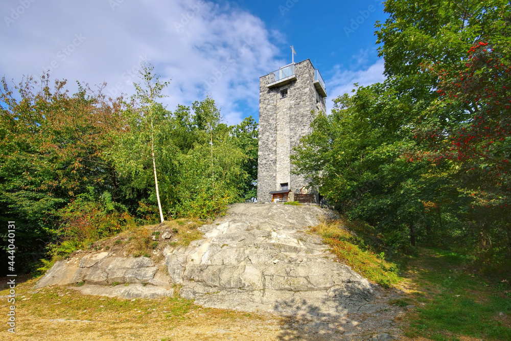 Aussichtsturm auf dem Breiteberg im Zittauer Gebirge - Lookout tower on the mountain Breiteberg in the Zittau Mountains Aussichtsturm auf dem Breiteberg im Zittauer Gebirge - Lookout tower on the mountain Breiteberg in the Zittau Mountains