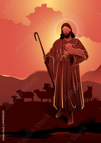 Jesus is a good sheperd vector illustration