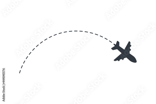 Airplane routes. Travel vector icon. Travel from start point and dotted line tracing.