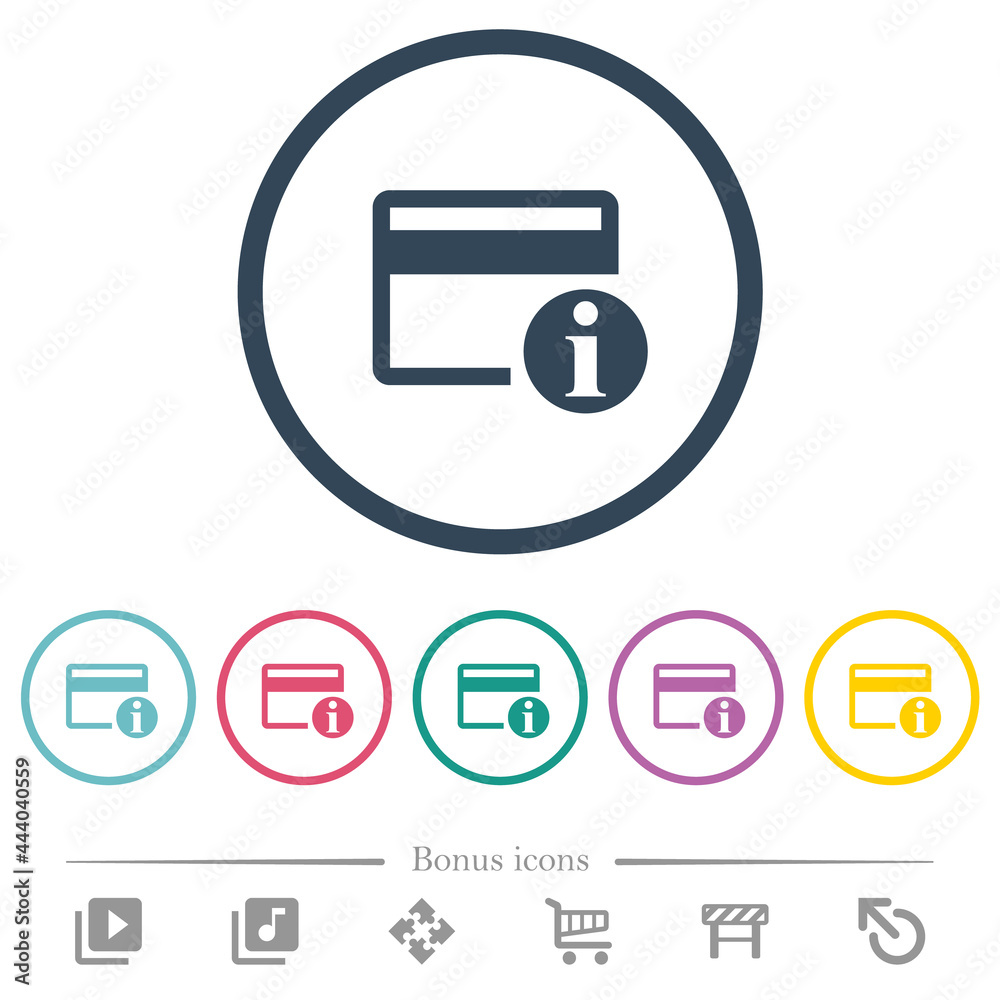 Credit card info flat color icons in round outlines Credit card info flat color icons in round outlines