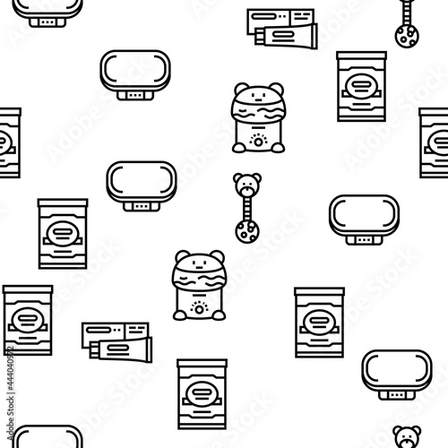 Baby Shop Selling Tool Vector Seamless Pattern Thin Line Illustration