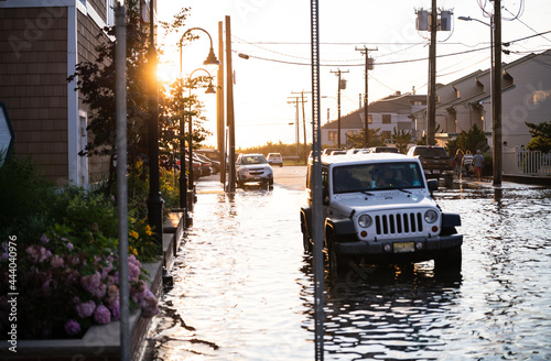 Flooded streets on Long Beach Island after a big rain storm
