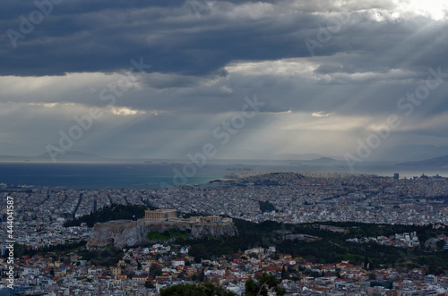 Iconic view of the Acropolis of Athens, Greece © panosk18