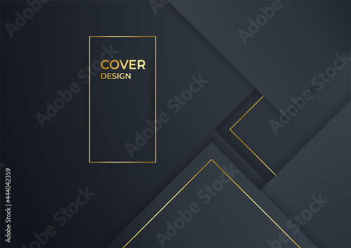 Hexagonal triangle square abstract metal background with light. 3d abstract gold black simple minimal background