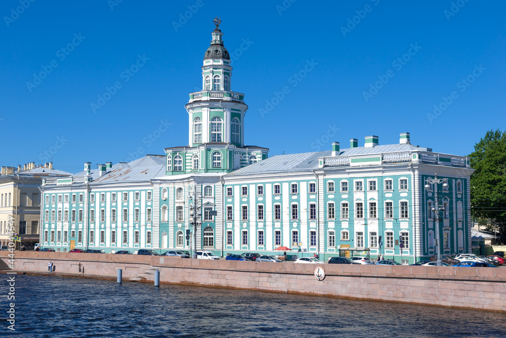The old building of the Kunstkamera close up on a sunny July day, Saint Petersburg