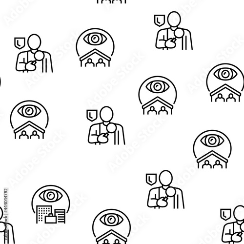 Private Detective Vector Seamless Pattern Thin Line Illustration