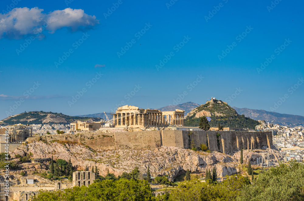 Iconic view of the Acropolis of Athens, Greece