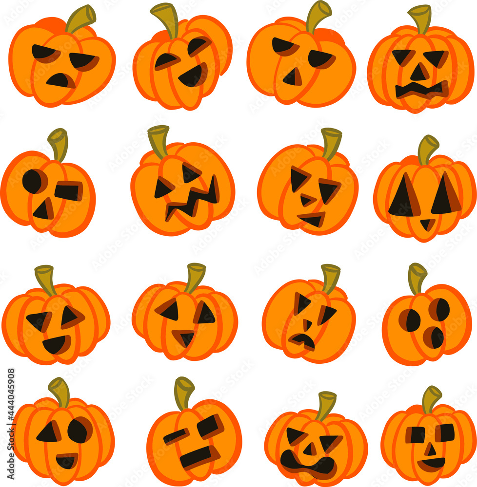 A Collection of Cartoon Halloween Pumpkin Vector Illustrations