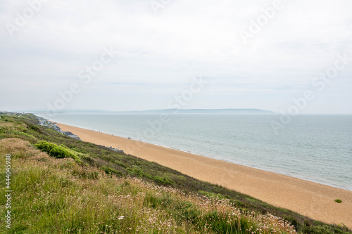 beautiful beach at Milford On Sea with the Isle of Wight in the background
