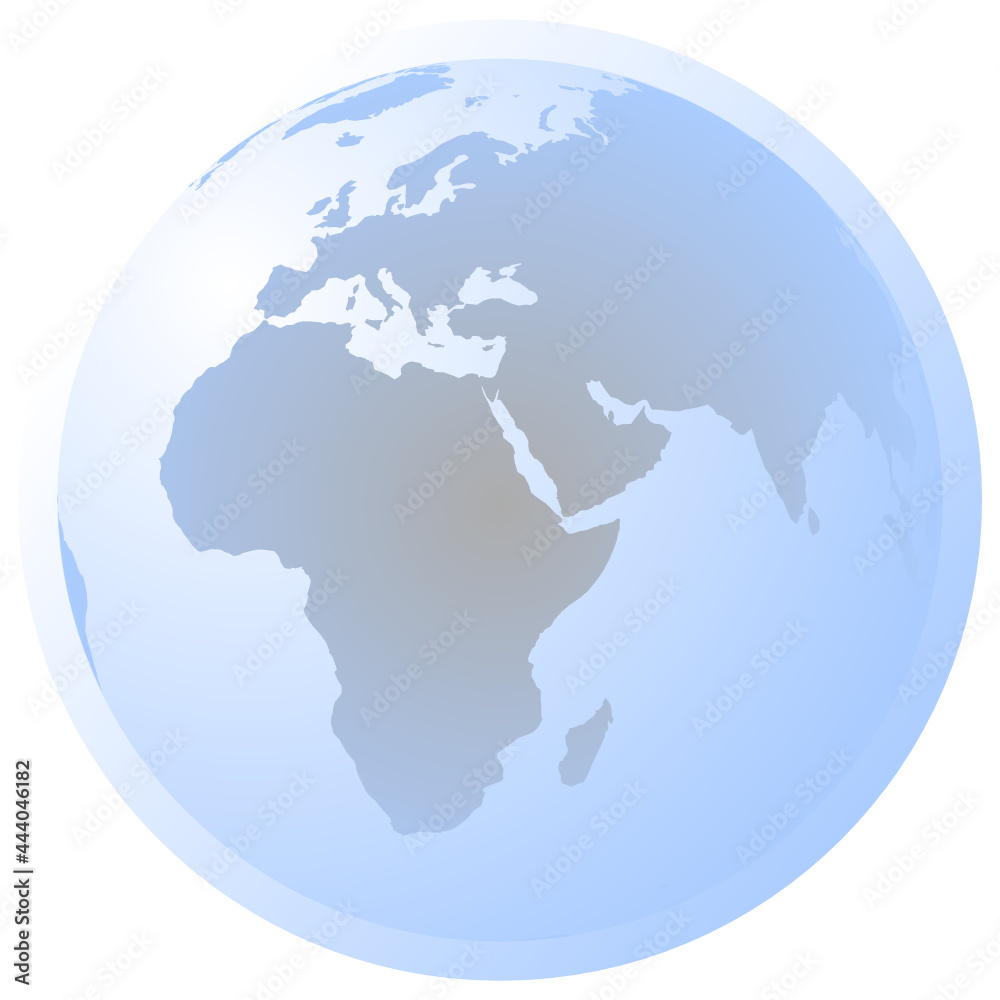 Simple globe with Africa and Eurasia with atmosphere 