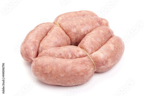 Pork bangers, isolated on white background.