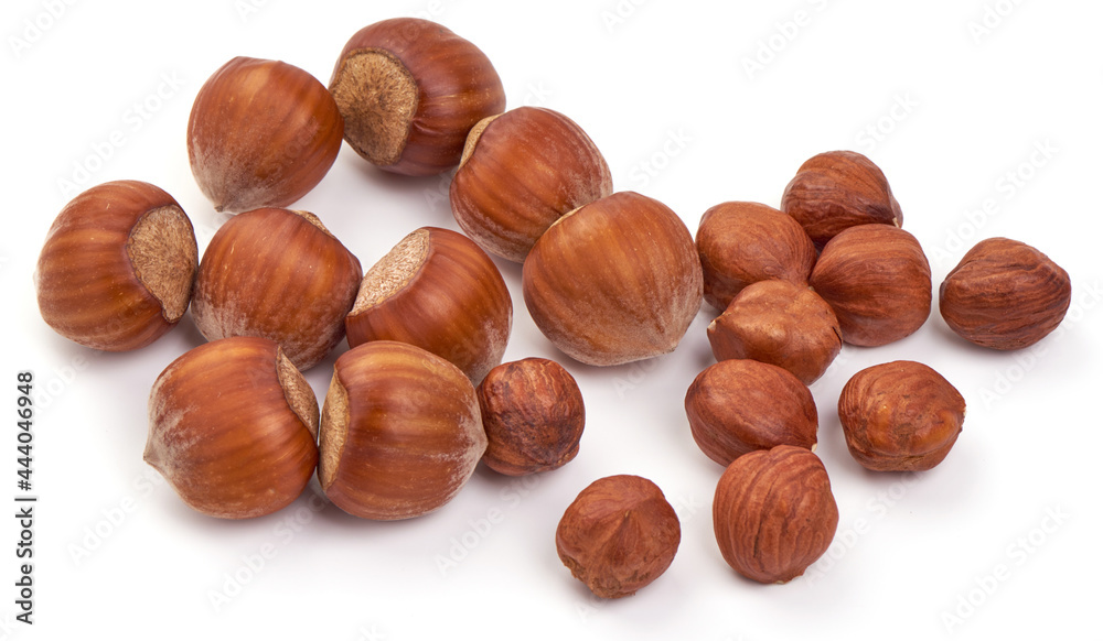 Hazelnuts, isolated on white background. Hazelnuts, isolated on white background.