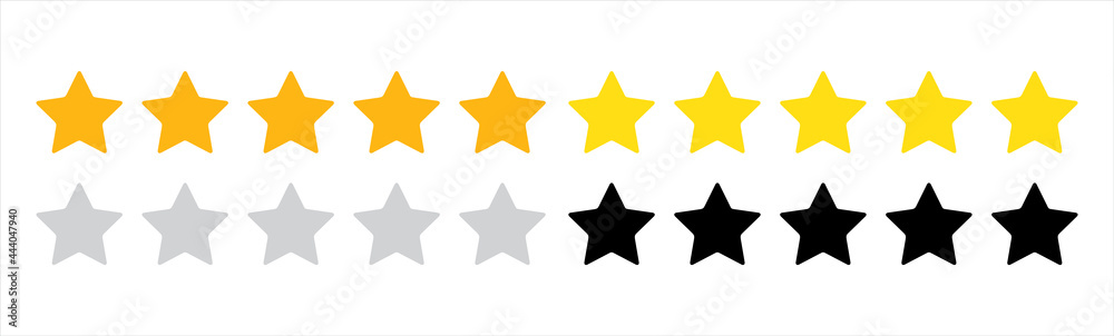 Fototapeta premium 5 stars. Five stars rating isolated on white background. Vector illustration. 