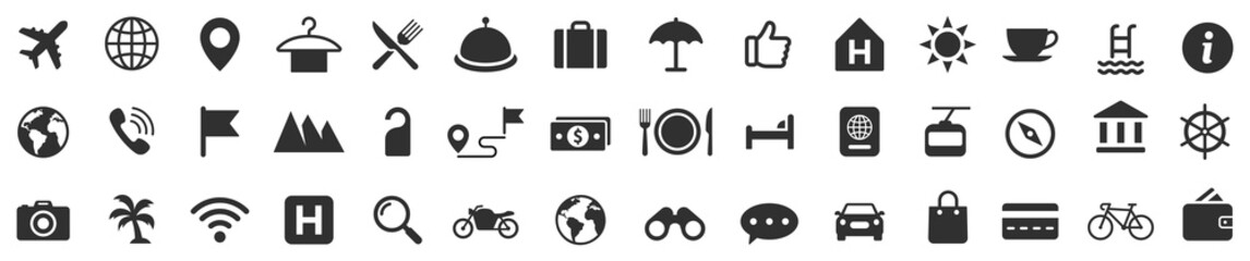 Travel icons set. Tourism simple icon collection. Vector