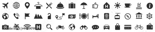 Travel icons set. Tourism simple icon collection. Vector photo