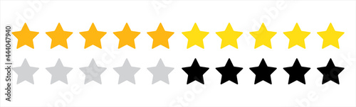 5 stars. Five stars rating isolated on white background. Vector illustration. 