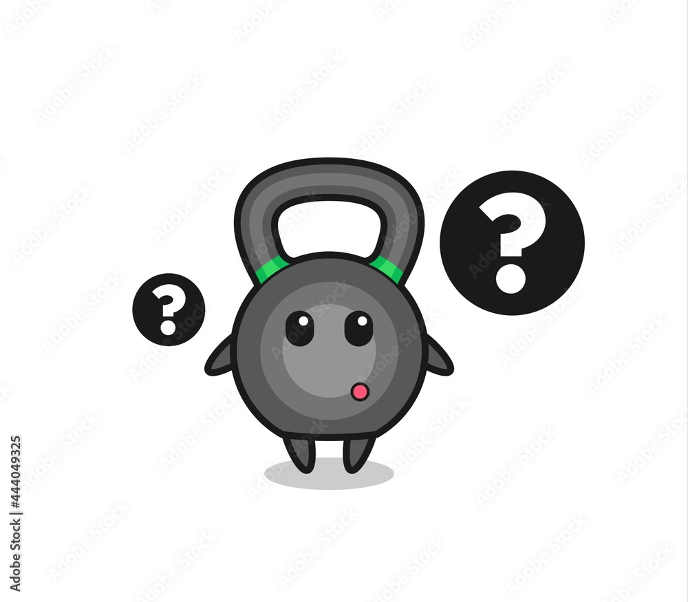 Cartoon Illustration of kettlebell with the question mark Cartoon Illustration of kettlebell with the question mark