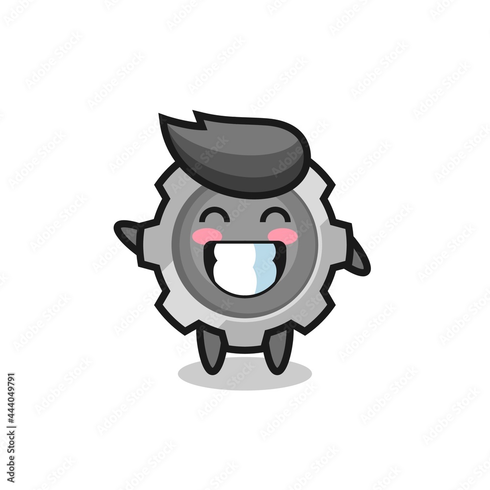 gear cartoon character doing wave hand gesture gear cartoon character doing wave hand gesture