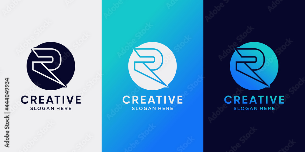 Creative monogram logo design initial letter R with circle concept
