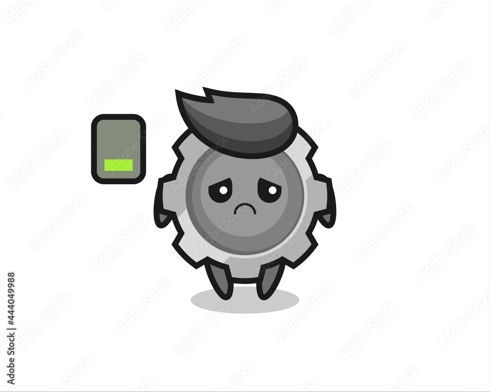 gear mascot character doing a tired gesture gear mascot character doing a tired gesture