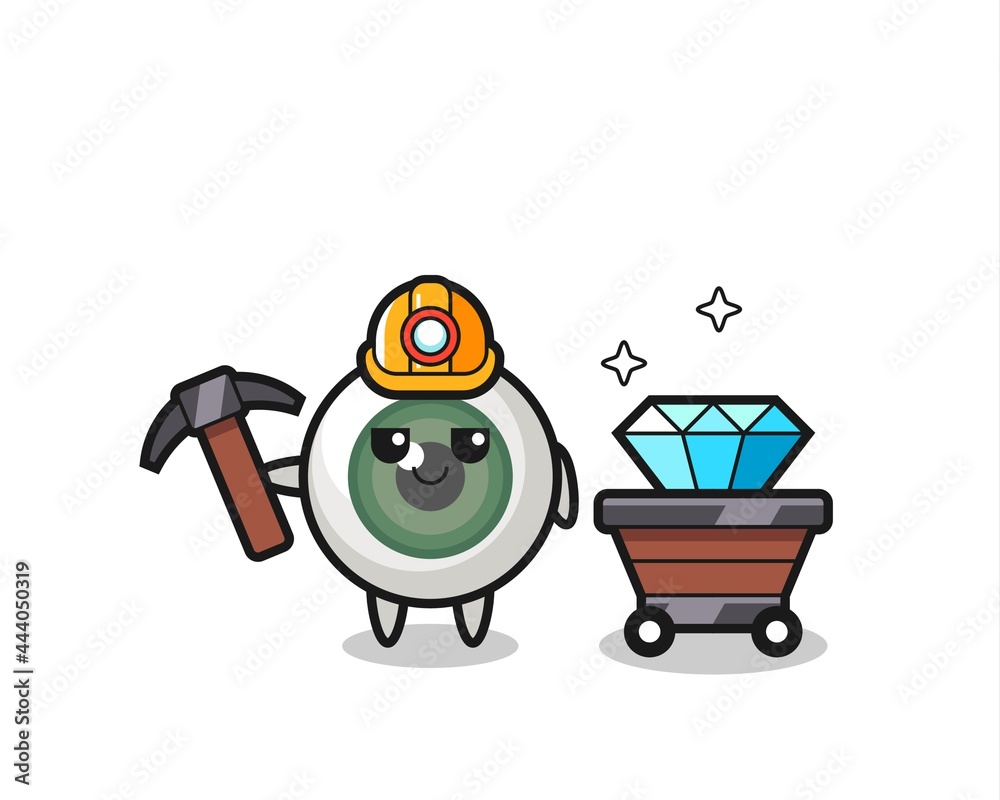Fototapeta premium Character Illustration of eyeball as a miner
