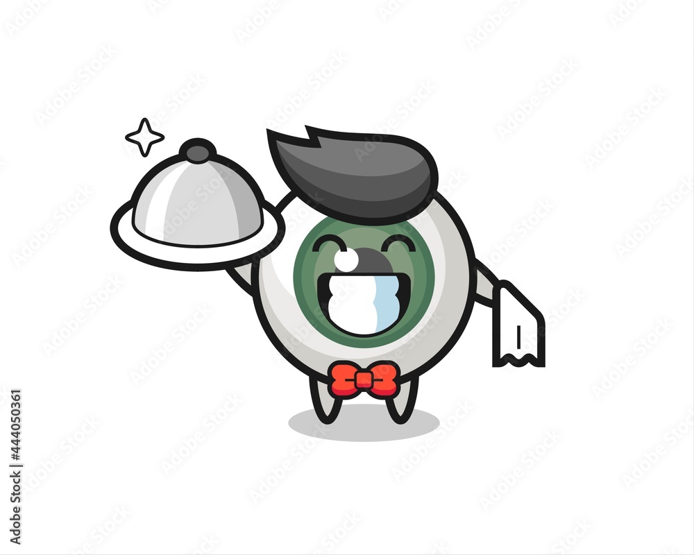 Character mascot of eyeball as a waiters
